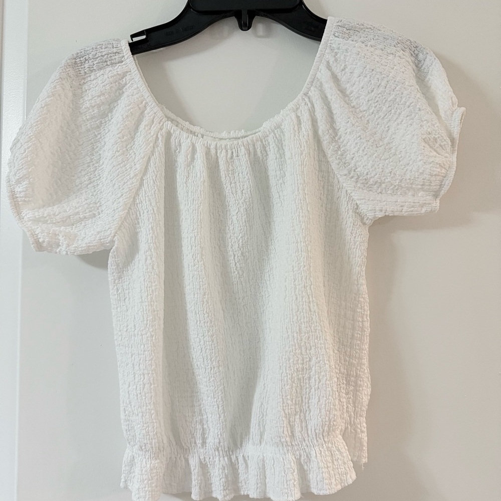 H&M White Textured Blouse